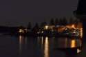 day island, night, coast. waterfront, homes
