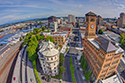 aerial, tacoma, pacific ave, clocktower, downtown aerial, tacoma, pacific ave, clocktower, downtown