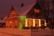 Trandum Lodge with Christmas lights